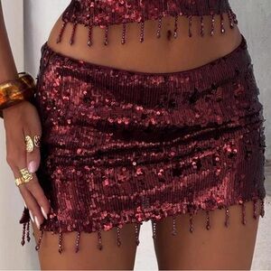 Outcast Burgundy Mini Skirt